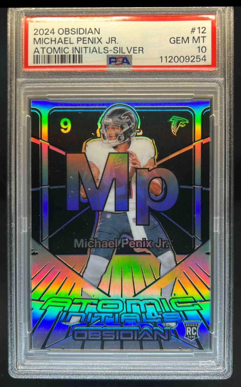 Michael Penix Panini Obsidian Atomic Initials #12 Silver