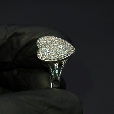 2.65 Carat Moissanite Heart Ring - Sterling Silver - Size 7