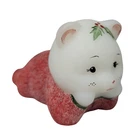 Fenton Glass "PJ Babies" Lounging Holly Bear w/Red Sugared Footie Pajamas