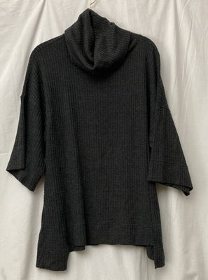 #ad Sympli Women#x27;s Charcoal Waffle Knit 3 4 Sleeve Turtleneck Sweater Top SZ 8 $22.06