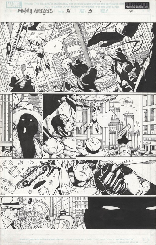 Pham MIGHTY AVENGERS 14 pg 3 EARLY SENTRY WITH MASK VS VOID SECRET INVASION