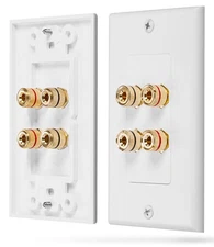 Fosmon Home Theater Wall Plate - Premium Quality Gold Plated Copper Banana Bi...