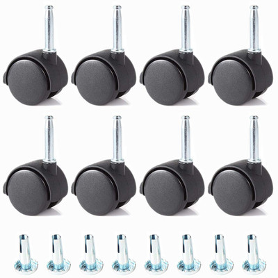 8 Pcs 40 mm Stangen-Lenkrollen, Doppelrolle mit Bremse, Nylonrolle für Holzschrä