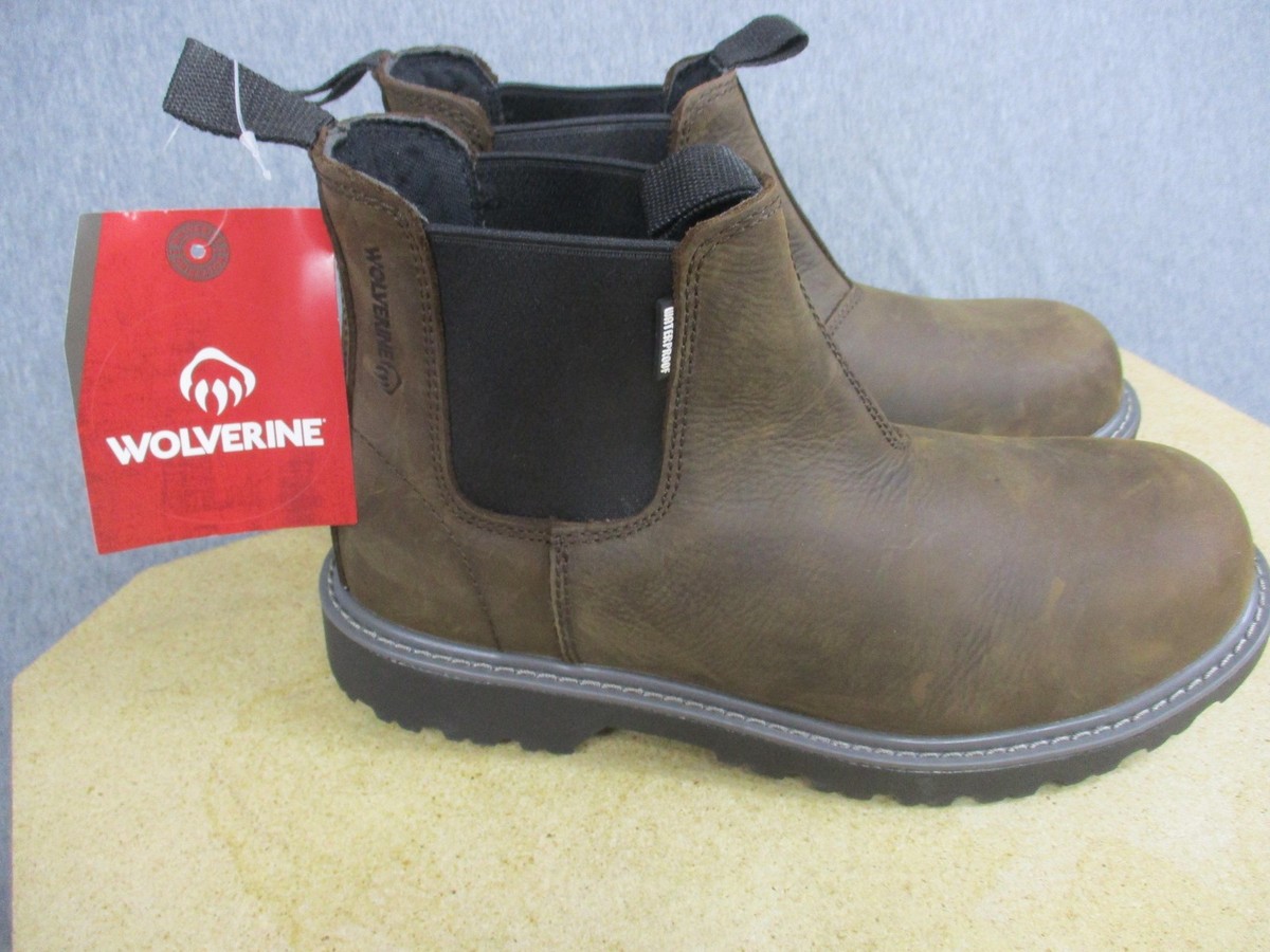 Wolverine Mens Leather Pull-On Work Boots Size 9 Brown Durable Slip-Resistant Wolverine Men main image 4