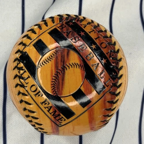 National Baseball Hall Of Fame Cooperstown NY Wood Grain Souvenir Baseball Ball