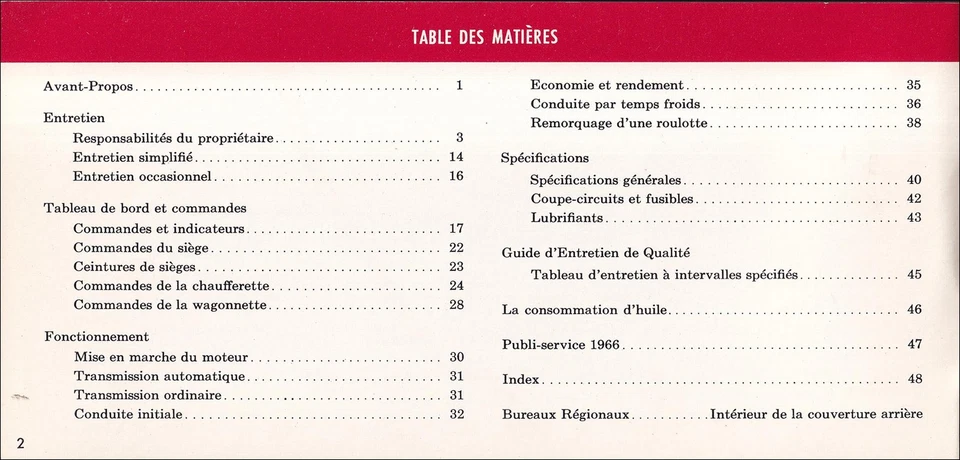 1966 Ford Falcon и Ranchero Руководство Владельца ФРАНЦУЗСКИЙ Канадский Manuel de l'Auto - Изображение 2 из 2
