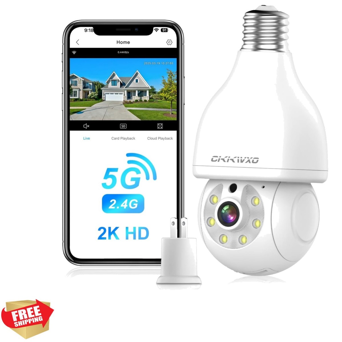 Smart Light Socket Security Camera with Motion Alerts