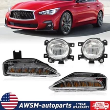 For Infiniti Q50 Q50S Sport 2014-2020 LED Bumper Fog Lamp Turn Signal Light