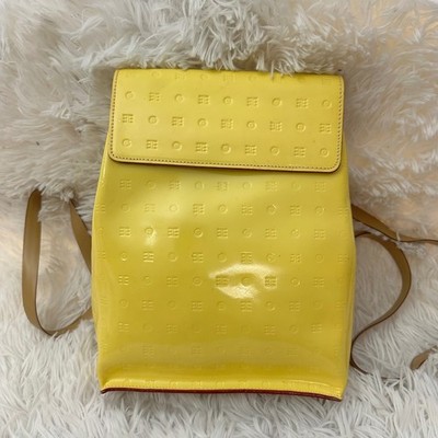 Arcadia Lemon Yellow Patent Italian Leather Monogram Backpack Small