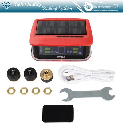 Red RV Tire Pressure Sensor 1 PC TPMS Solar Monitor 4 PC Sensors w/Alarm Modes
