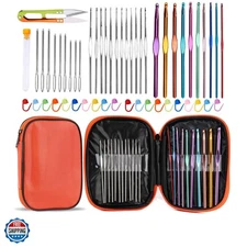 54 Pcs Crochet Needles Set, Crochet Hooks Kit with Storage Case, Ergonomic Kn...
