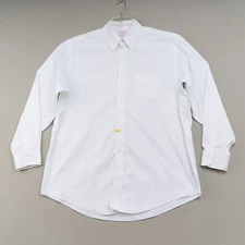 Brooks Brothers Linen Shirt Mens L White Button-Down Irish Linen