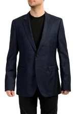 Hugo Boss Men's "C-Jeffery" Navy Blue 100% Wool Two Button Blazer US 42L IT 52L