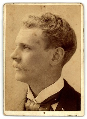 Cabinet Card Circa 1890s Elmer Chickering Dapper Man Profile Mustache Boston Ma