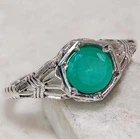 1CT Treated Emerald 925 Sterling Silver Vintage Art Ring Jewelry Sz 6 F9-1