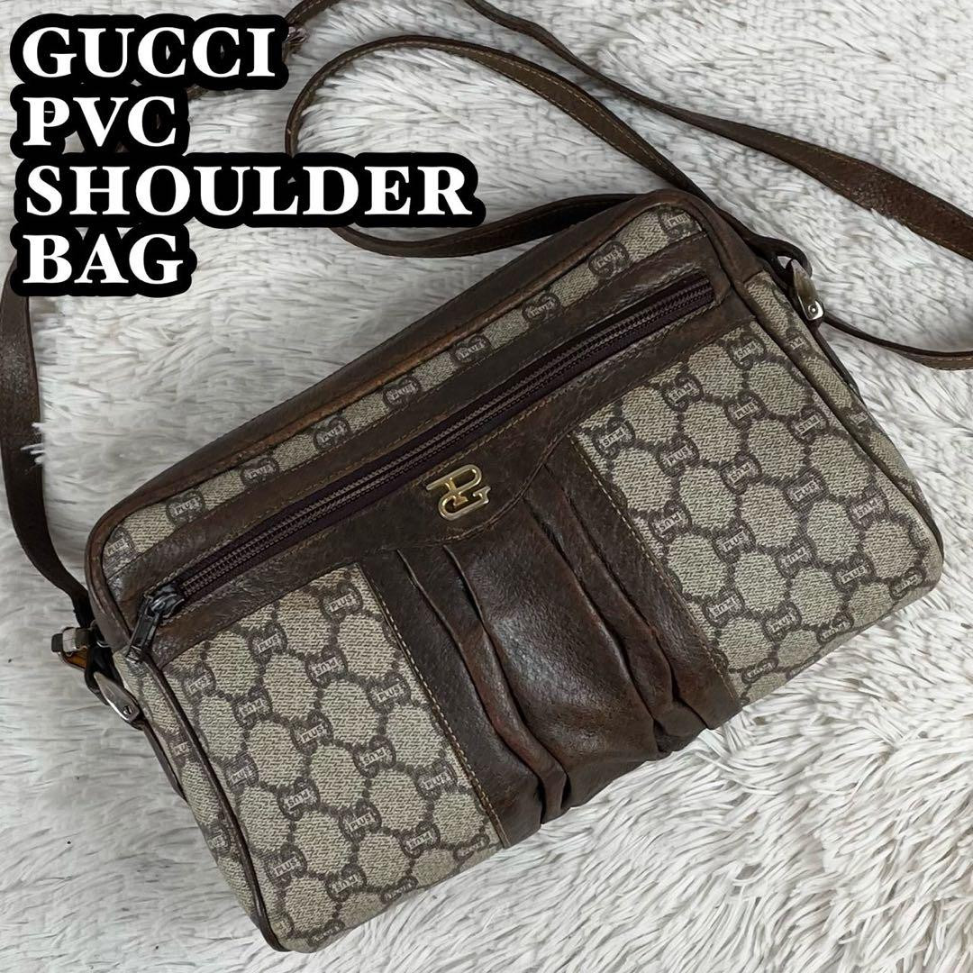 Gucci Plus Shoulder Bag GG Pattern PVC Leather Brown Shipped Gucci Plus Shoulder Bag GG Pattern PVC Leather Brown Shipped