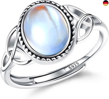 MILACOLATO Ring Silber 925 Damen Mondstein Ring Verstellbar Mondstein Ringe