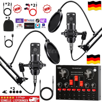 2 Mikrofone Studio Aufnahmeset Podcast-Bundle Audiomixer für Podcast & Aufnahmen