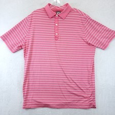 Footjoy Polo Shirt Mens Large Striped Stretch Perfomance Golf Pink