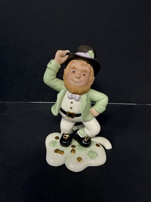 Lenox Leprechaun Figurine   A Lucky Jig'' Shamrock Porcelain St. Patrick's Day 