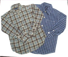 2 BOYS GAP KIDS  RALPH LAUREN BLUE PINK PLAID BUTTON DOWN SHIRT SIZE 4/5  5