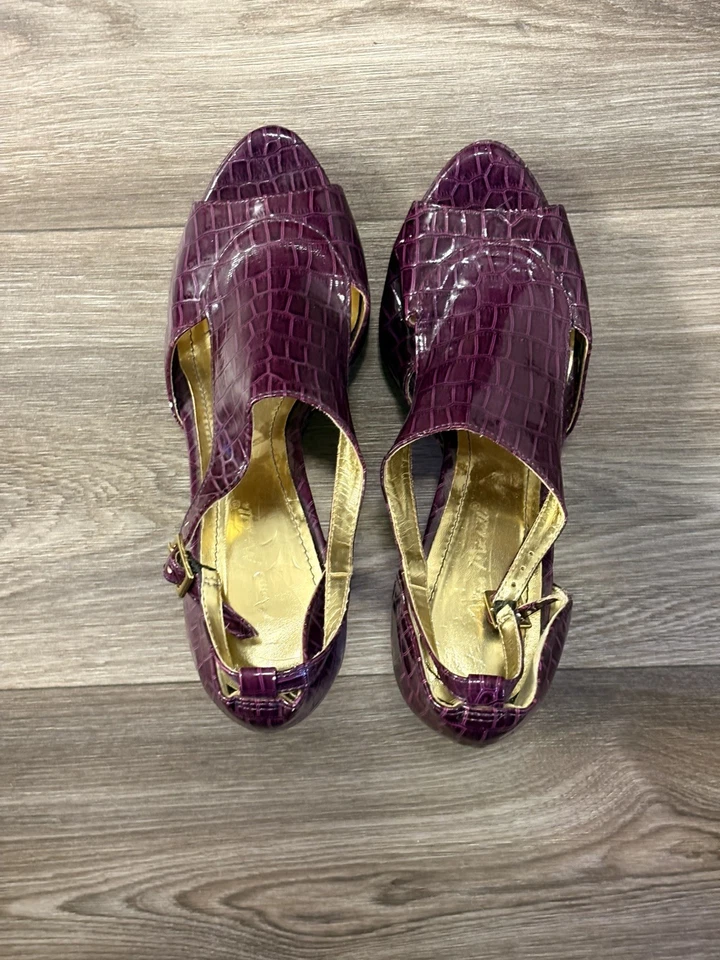 ANNE MICHELLE фиолетовый женщин каблуки платье туфли размер 8 заглянуть носок лодыжки ремень - Изображение 4 из 4