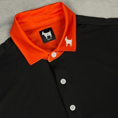 Goated Golf  Polo Mens Medium Black Orange Performance Preppy