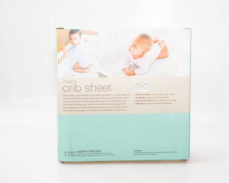 Sábana bajera ajustada de muselina de algodón orgánico Aden + Anais, ciervo lavanda Foto 2 de 4