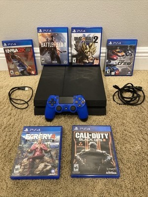 Sony PS4 PlayStation 4 Slim 500GB Black Console Bundle W/Cords & Games - Tested!