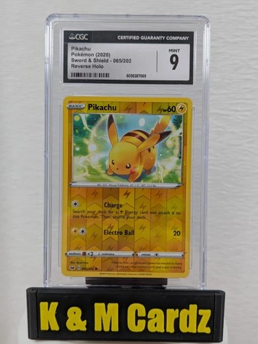 2020 POKEMON - SWORD & SHIELD - #065 PIKACHU-REVERSE FOIL - Graded CGC 9