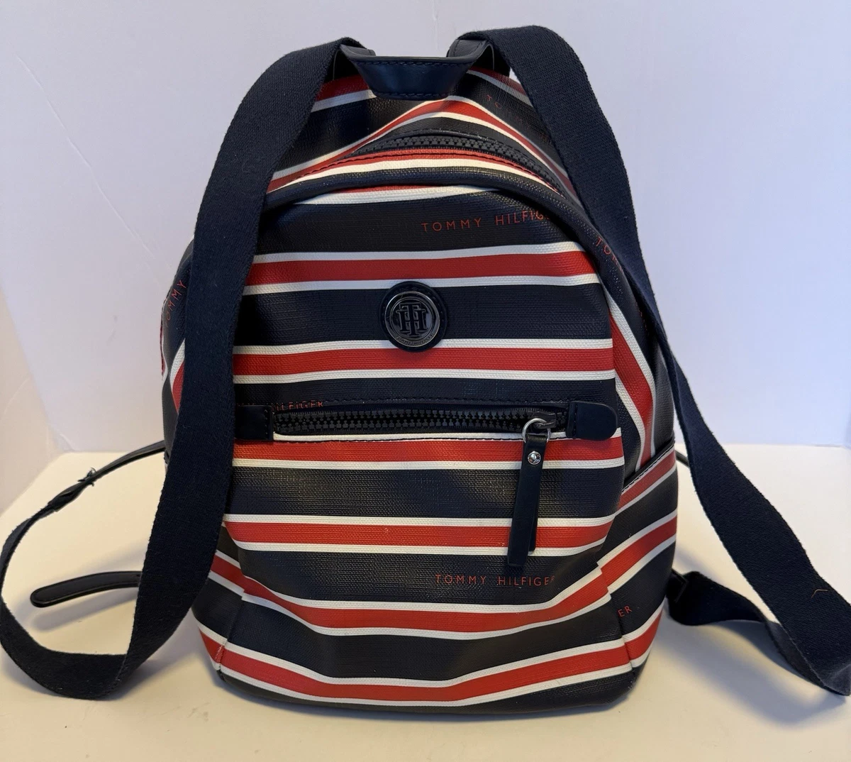 Tommy Hilfiger Medium size  Navy Patterned Logo Backpack 13” x 13”Women’s Tommy Hilfiger Large Backpacks for Women for sale | eBay main image 3