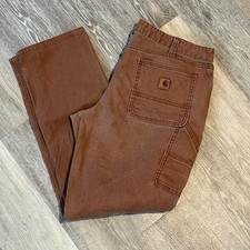 Carhartt Canvas Work Dungarees Double Knee Pants Slim Fit Brown Womens 16