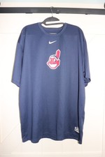 Nike Cleveland Indians Dri Fit Center Swoosh Navy Tee Shirt Size XL