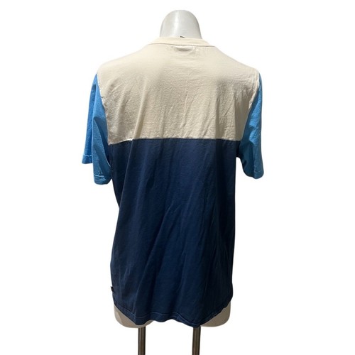 PUMA Power Colorblock Tee Men's T-Shirt Size M Cream Navy Blue Crewneck - Afbeelding 4 van 10