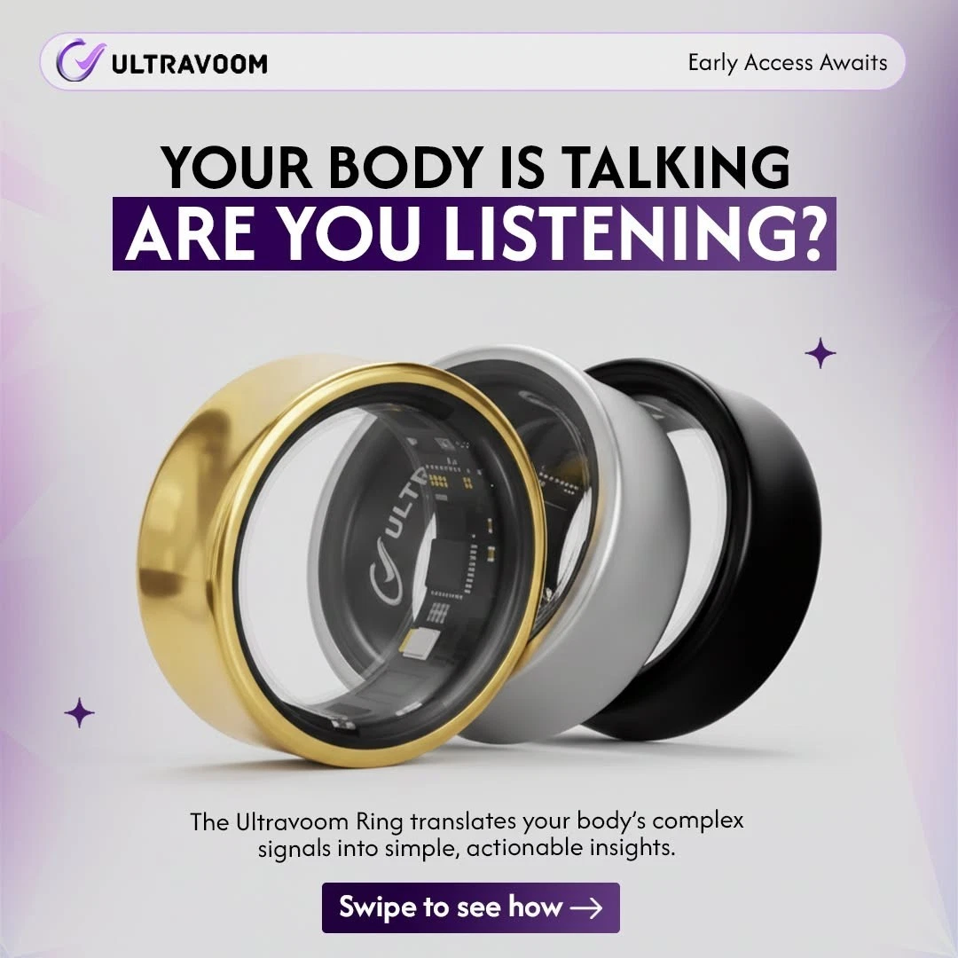 UltraVoom Smart Ring HRV Sleep Tracker SpO2 Heart Rate AI Coach Pregnancy Stress