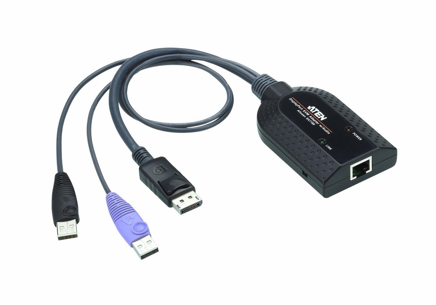 ATEN USB DisplayPort Virtual Media KVM Adapter (unterstützt Smart Card Leser und Audio De-Embedder), USB, USB, DisplayPort, Schwarz, Violett, RJ-45, 1 x RJ-45 - Image 2