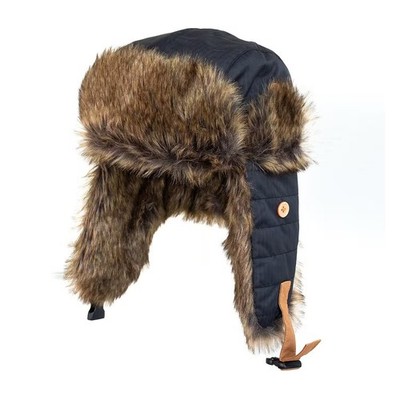 Women s WinterProof $40 Cold Weather Black Faux Fur Trim Trapper Hat O/S NWT