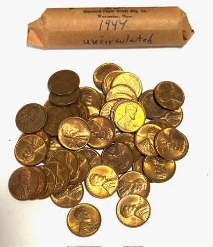 1 Roll 1944 Uncirculated Wheat Pennies 50 Coins Total from Very old Estate