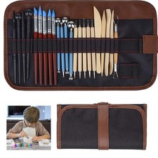 24Pcs Pottery Clay Tools Set Carving Modeling Sculpting Ceramic w/ Storage Bag
