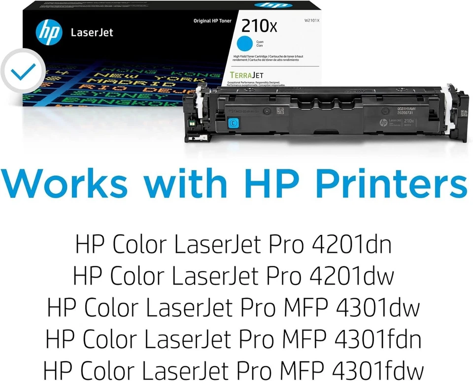 Cartucho de toner ciano de alto rendimento HP 210X | W2101X LaserJet Pro 4201, Pro MFP 4301 - Imagem 2 de 4