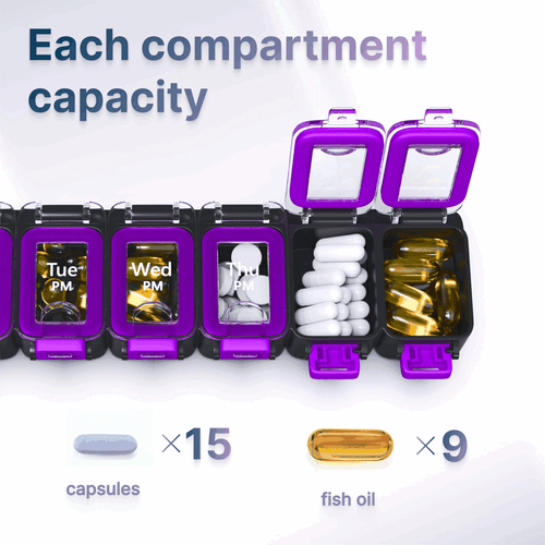Weekly Pill Organizer 2 Times A Day Airtight Pill Box 7 Day Am Pm Vitamin Case - Picture 5 of 8