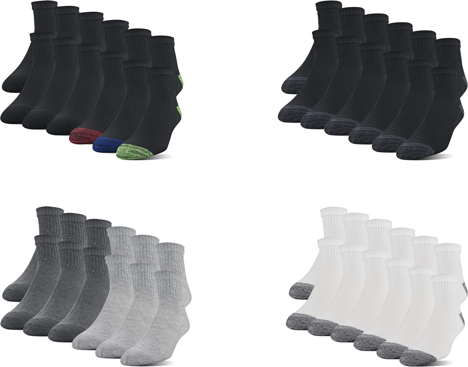 Gildan Men's Polyester Half Cushion Ankle Socks (12 Pairs)