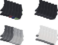 Gildan Men's Polyester Half Cushion Ankle Socks 12 Pairs