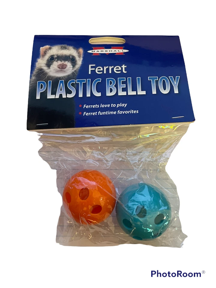 MARSHALL PET PRODUCTS Marshall Pet Ferret Plastic Toy Ball With Bell 2 Pack Solid Colors Vary NEW