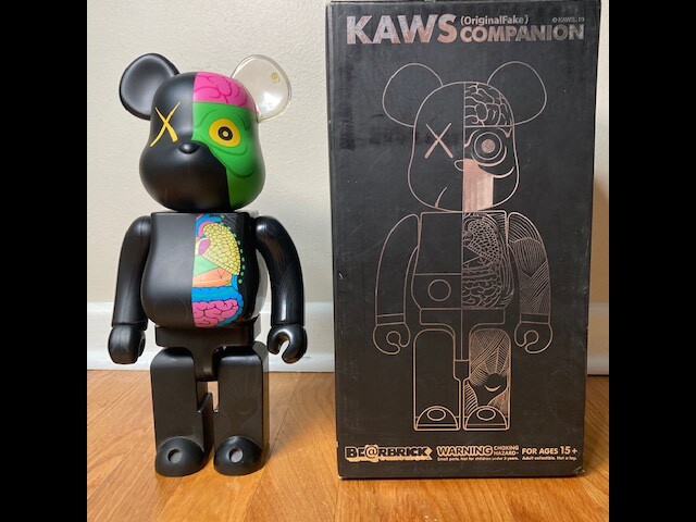 KAWS Companion Black Dissected Bearbrick 400% Original Fake Be