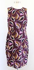 Ann Taylor Burgundy Bold Geometric Print Sheath Dress Size 6P Black Pink *FLAW