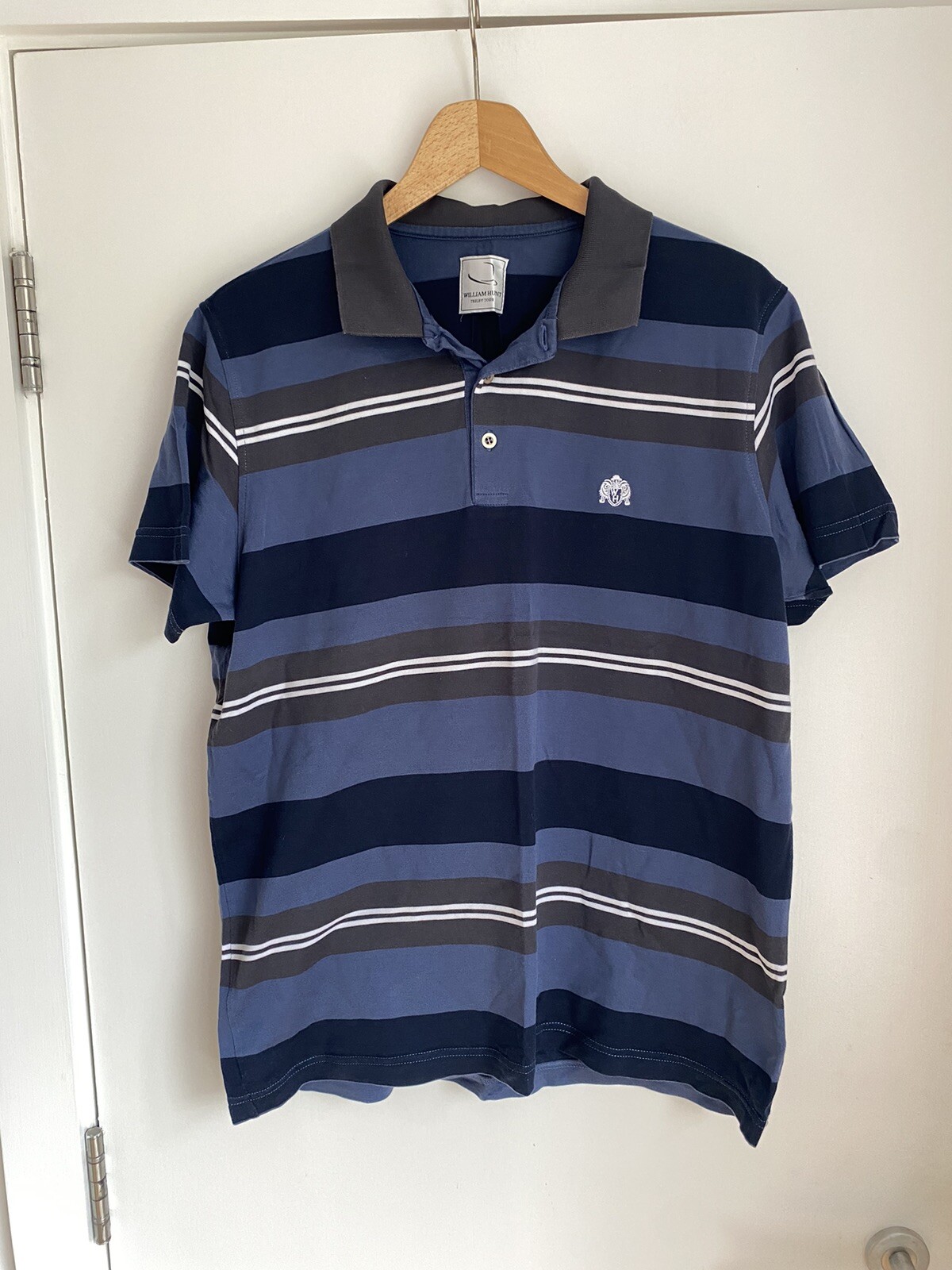 FILA Polo golf William Hunt Trilby Tour Savile Row taglia XL righe blu