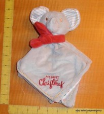 Animal Adventure Gray Elephant Security Blanket Lovey Red My First Christmas