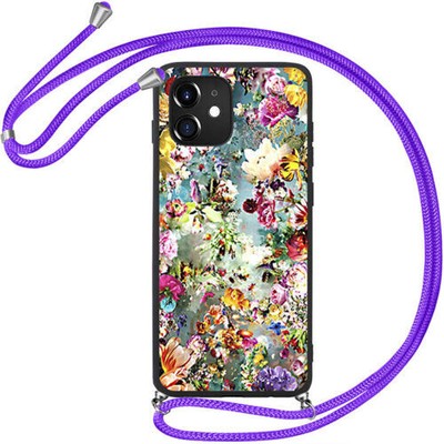 Silikon TPU Handy Schutz Hülle mit Band Handykette Cover Kordel LILA - NBX-14  