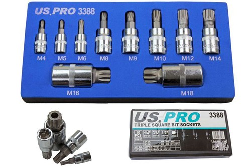 US Pro 10pc Triple Cuadrado Eje Nervado Enchufes En Espuma Bandeja M4-M18 - 第 1/4 張圖片